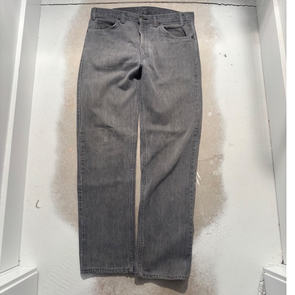 Vintage Levis 505 Grey Pinstripe Jeans Mens 32x32 Straight Leg Red Tab 80s Rare - Picture 3 of 7